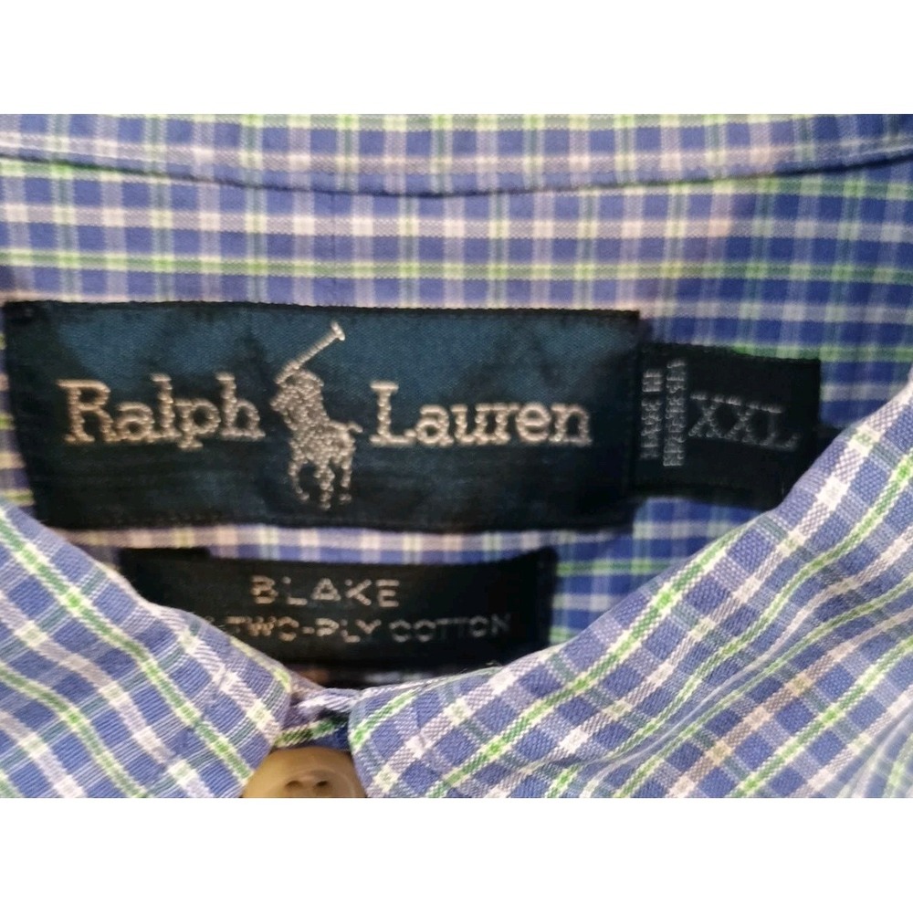 Ralph Lauren Blake Shirt Men Blue Green Plaid Button Down Long Sleeve Size XXL - Picture 3 of 5